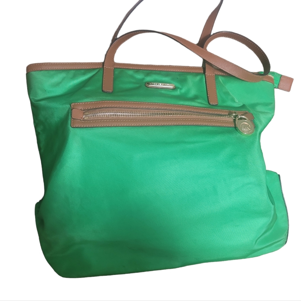 Michael Kors Kempton Green Fabric Tote Bag Purse